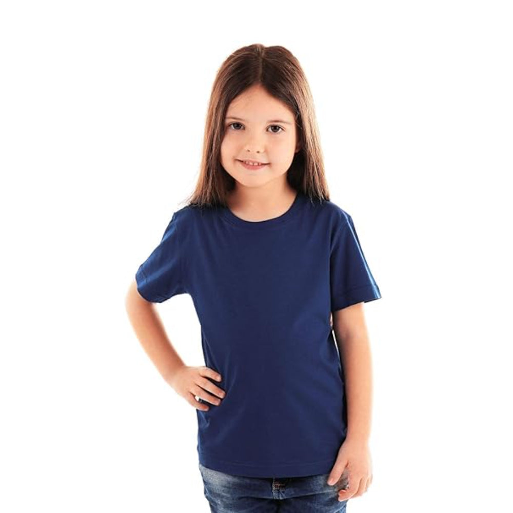 Girls Half Sleeves Navy Blue T-Shirt