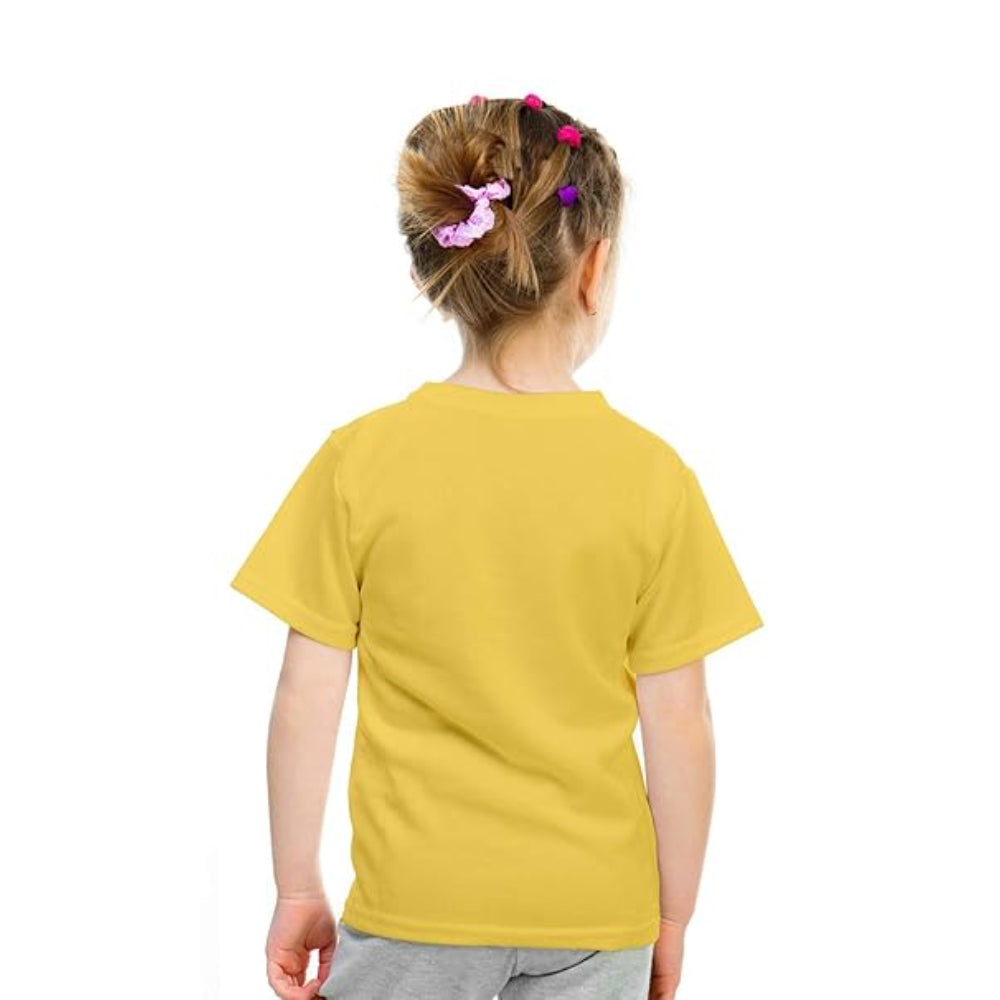 Girls Half Sleeves Yellow T-Shirt