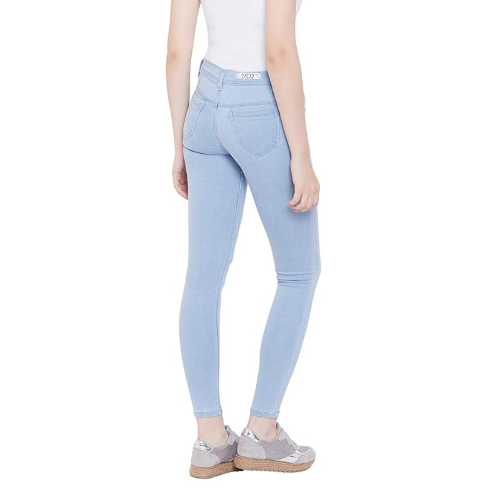 Sky Blue Women's Slim Fit Cotton Jeans