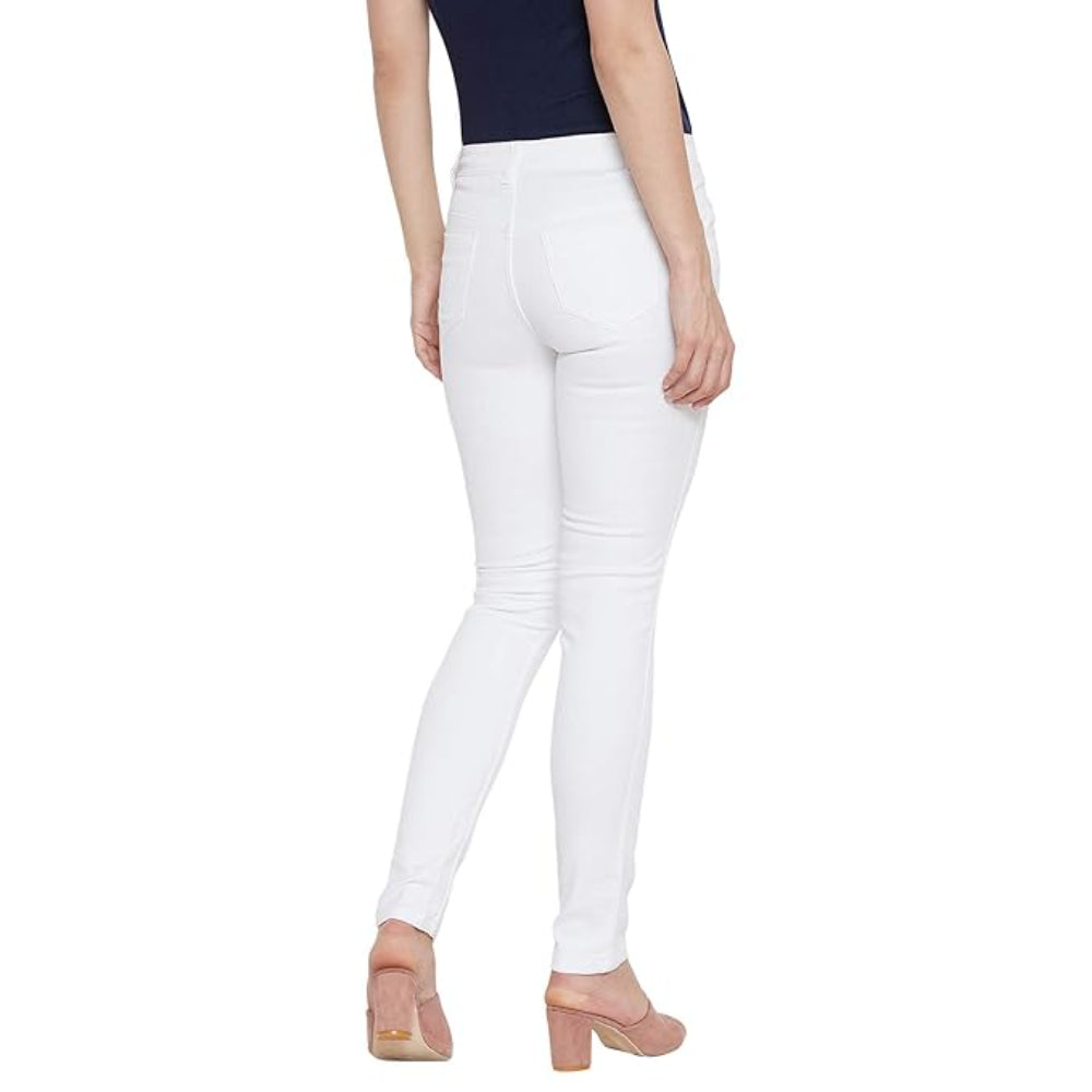 White Women's Slim Fit Cotton Jeans