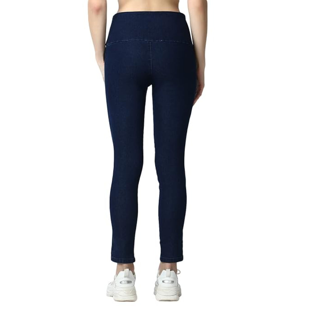 Blue Skinny Fit High Waist Ankle Length Jeggings
