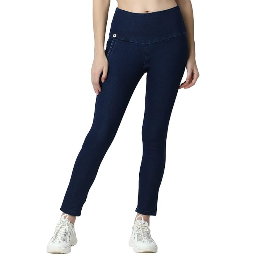 Blue Skinny Fit High Waist Ankle Length Jeggings