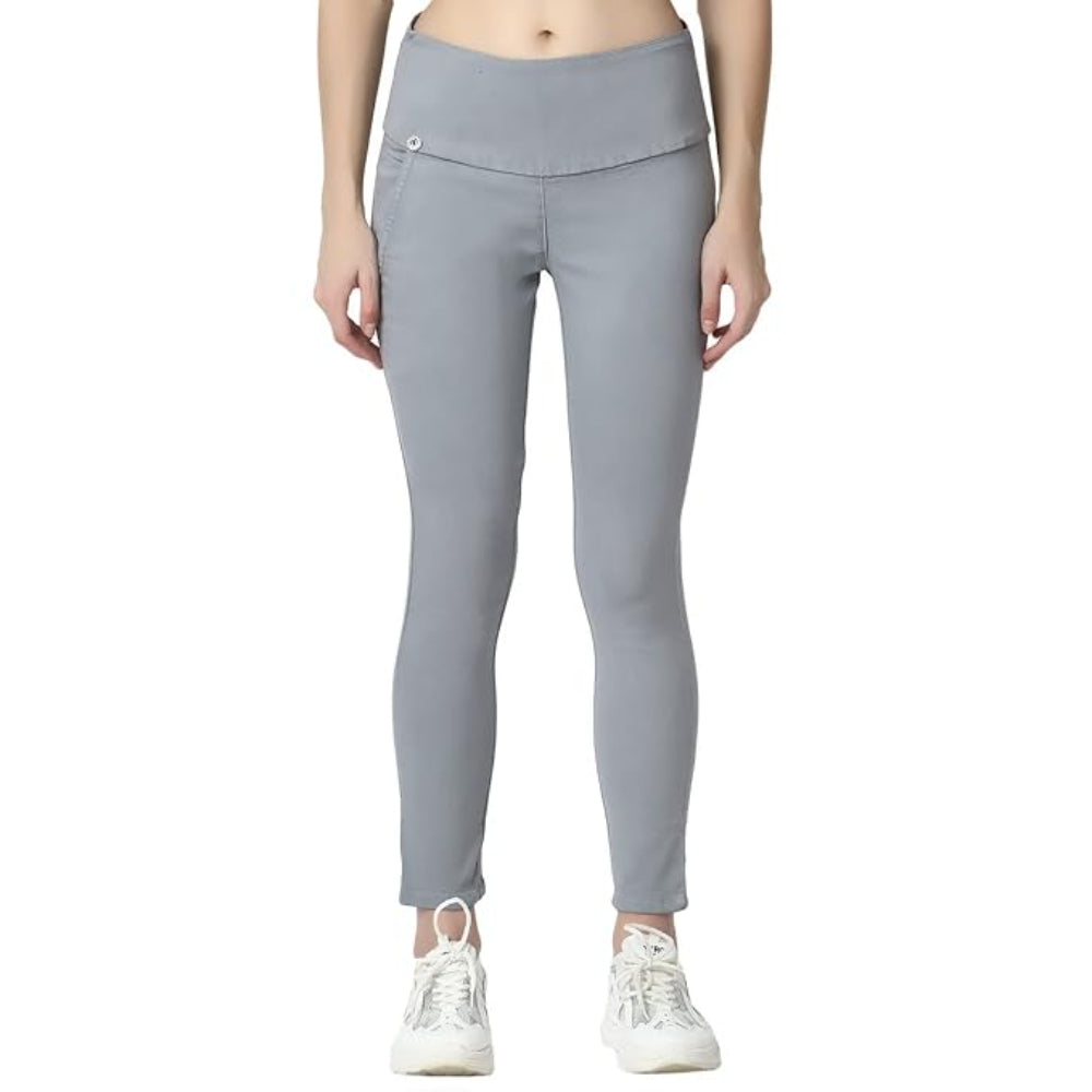 Grey Skinny Fit High Waist Ankle Length Jeggings