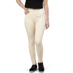 Beige Womens Slim Fit Denim Lycra Stretchable Jeggings
