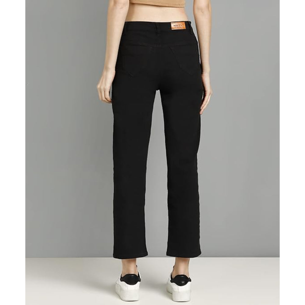 Black Women's Denim Straight Fit Jeans