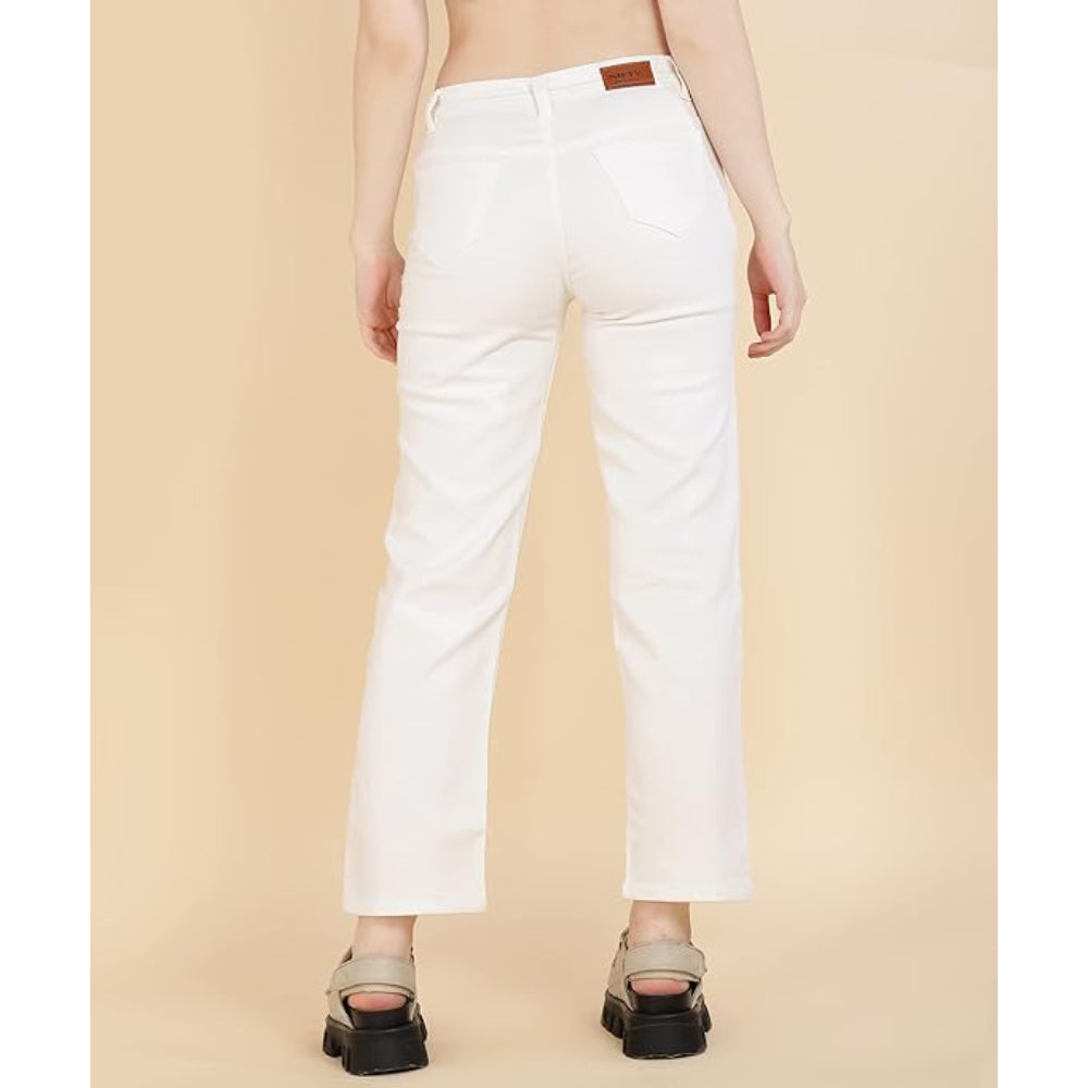 White Women's Denim Straight Fit Jeans