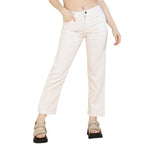 White Women's Denim Straight Fit Jeans