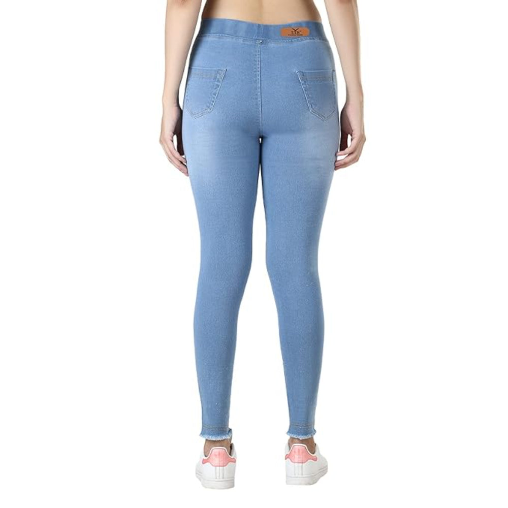 Blue Stretchable High Rise Denim Jegging