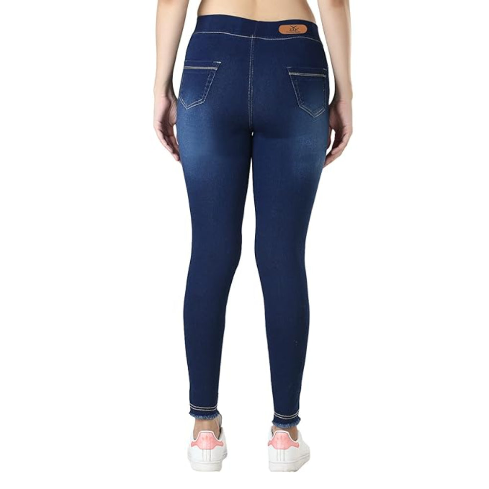 Elegant Blue Stretchable High Rise Denim Jegging