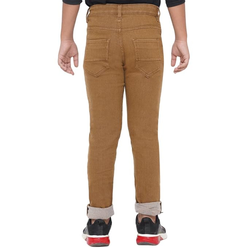 Boy's Stretchable Slim Fit Brown Jeans