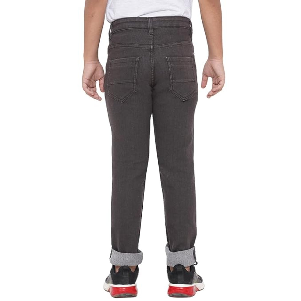 Boy's Stretchable Slim Fit Dark Brown Jeans