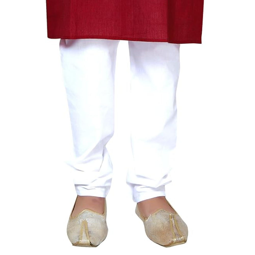 Boys Ethnic Wear Cotton Maroon Kurta Pajama Set