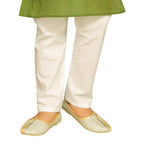 Boys Ethnic Wear Cotton Mehandi Green Kurta Pajama Set