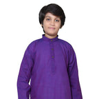 Boys Ethnic Wear Cotton Purple Kurta Pajama Set