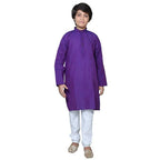 Boys Ethnic Wear Cotton Purple Kurta Pajama Set