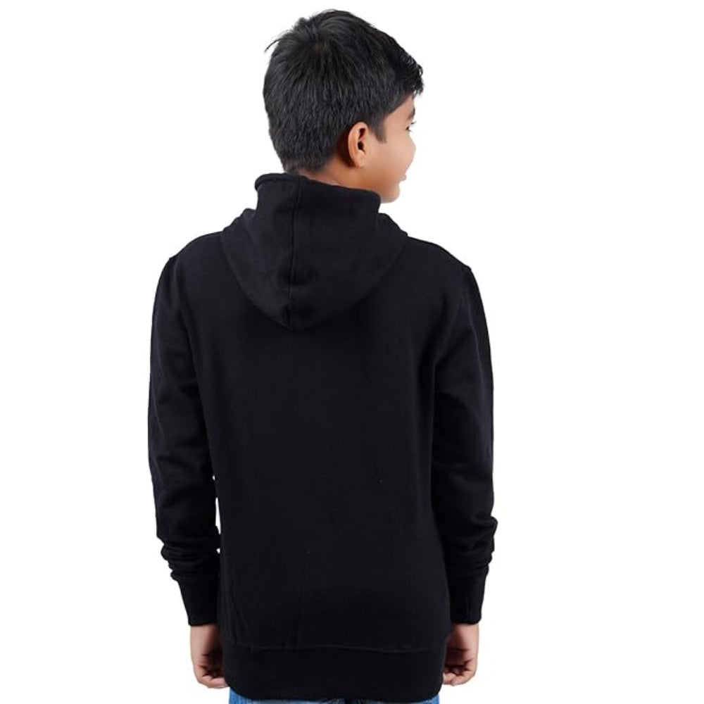 Black Melange Hooded Solid Boys Sweatshirt
