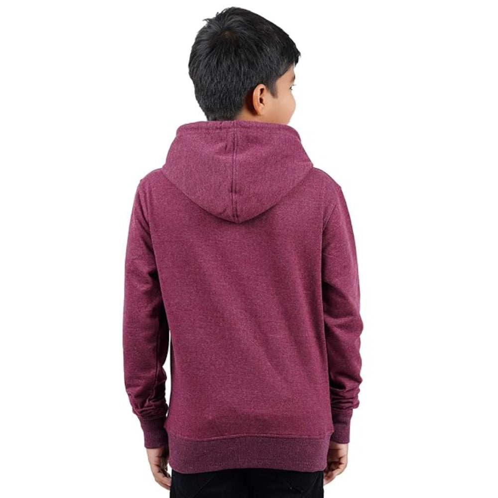 Red Melange Hooded Solid Boys Sweatshirt