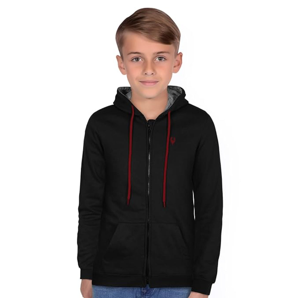 Boys Collared Neck Black Sweatshirt