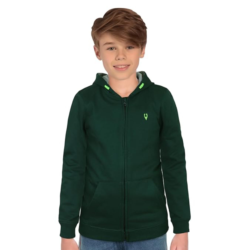 Boys Collared Neck Green Sweatshirt