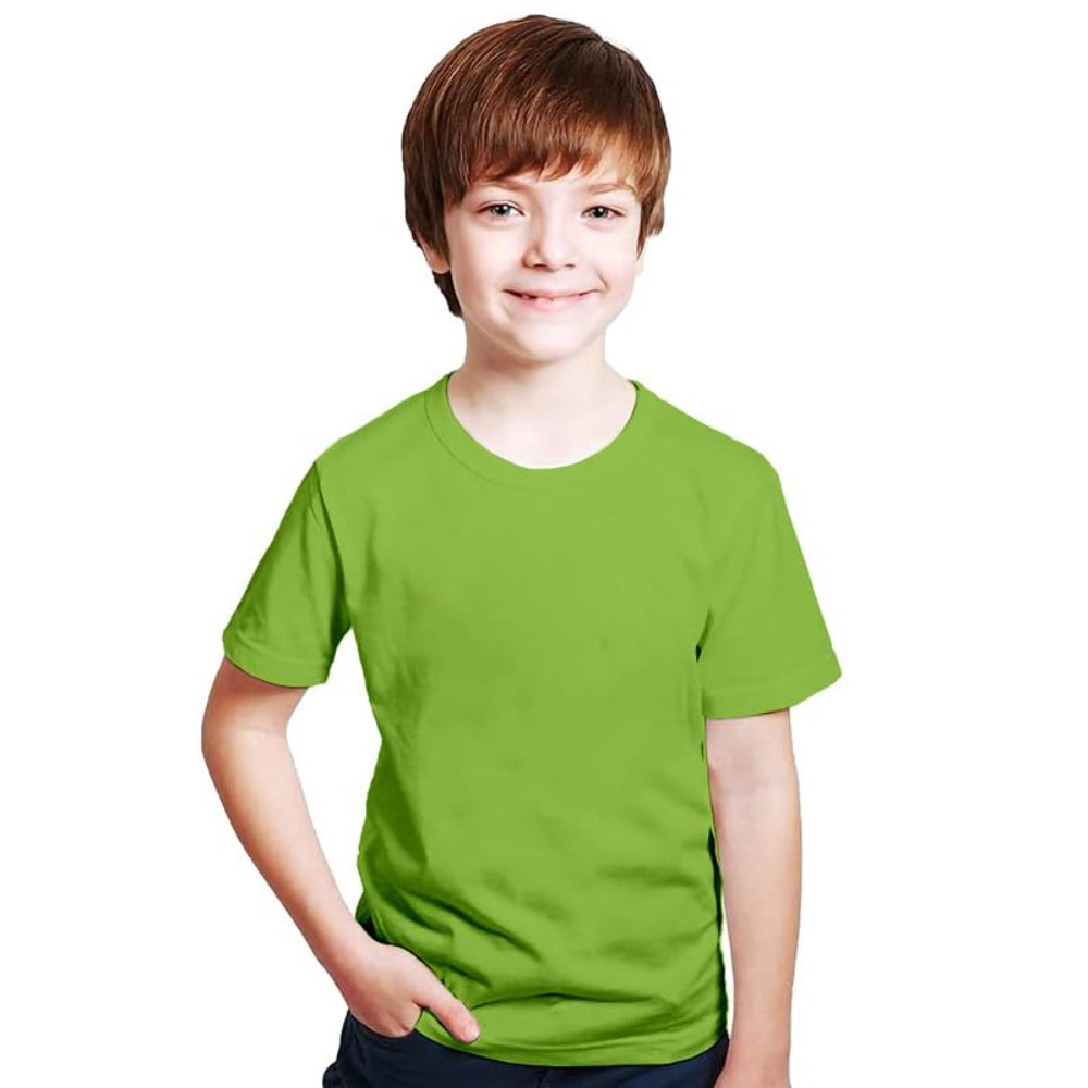Kids Unisex Round Neck Cotton Green T-Shirt