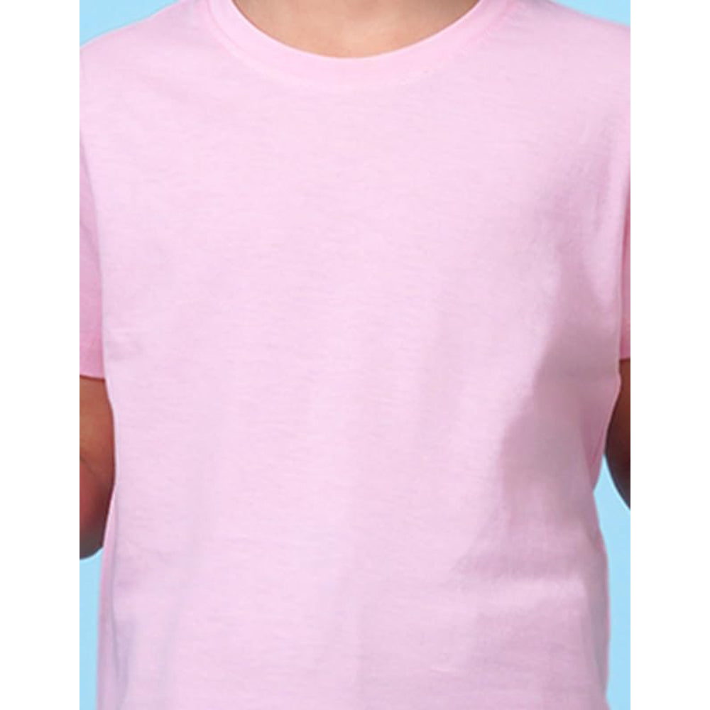 Boys Solid Half Sleeves Pink T-Shirt