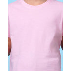 Boys Solid Half Sleeves Pink T-Shirt