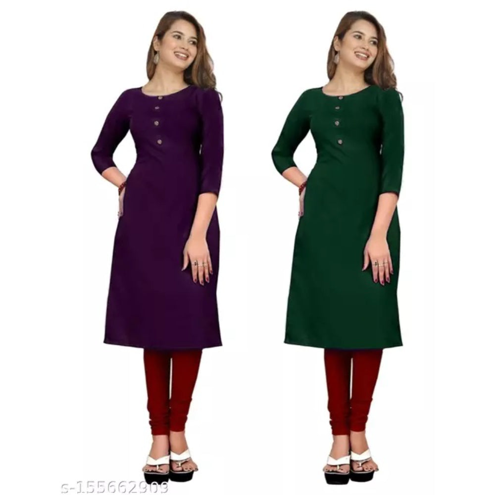 Stylish Multi Crepe 3/4 Sleeves Combo Kurta