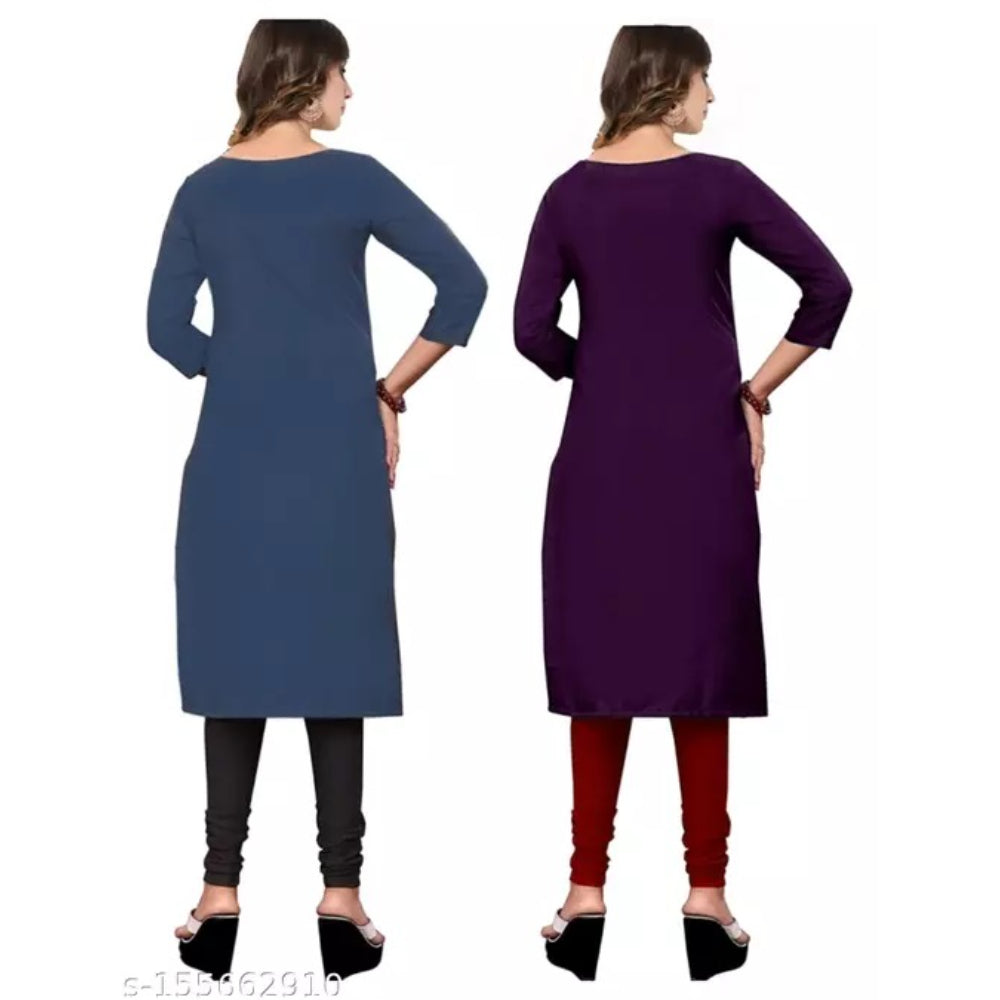 Classic Multi Crepe 3/4 Sleeves Combo Kurta