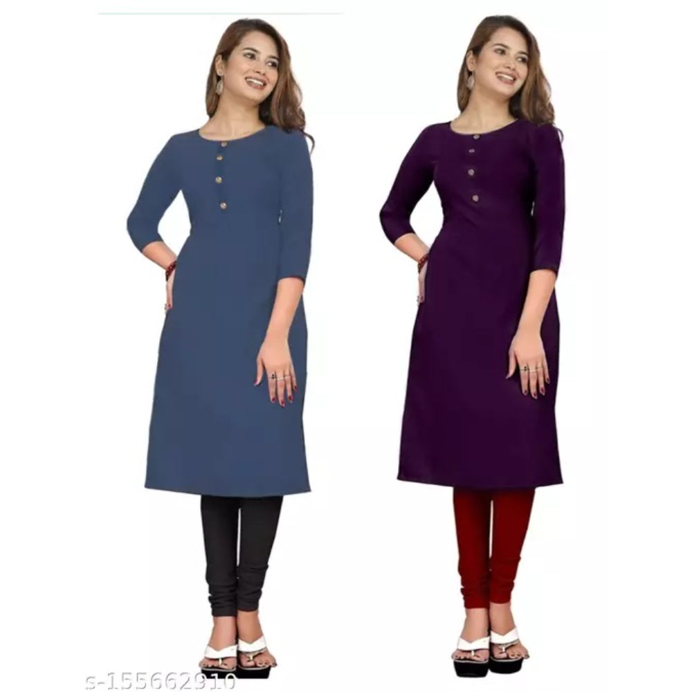 Classic Multi Crepe 3/4 Sleeves Combo Kurta
