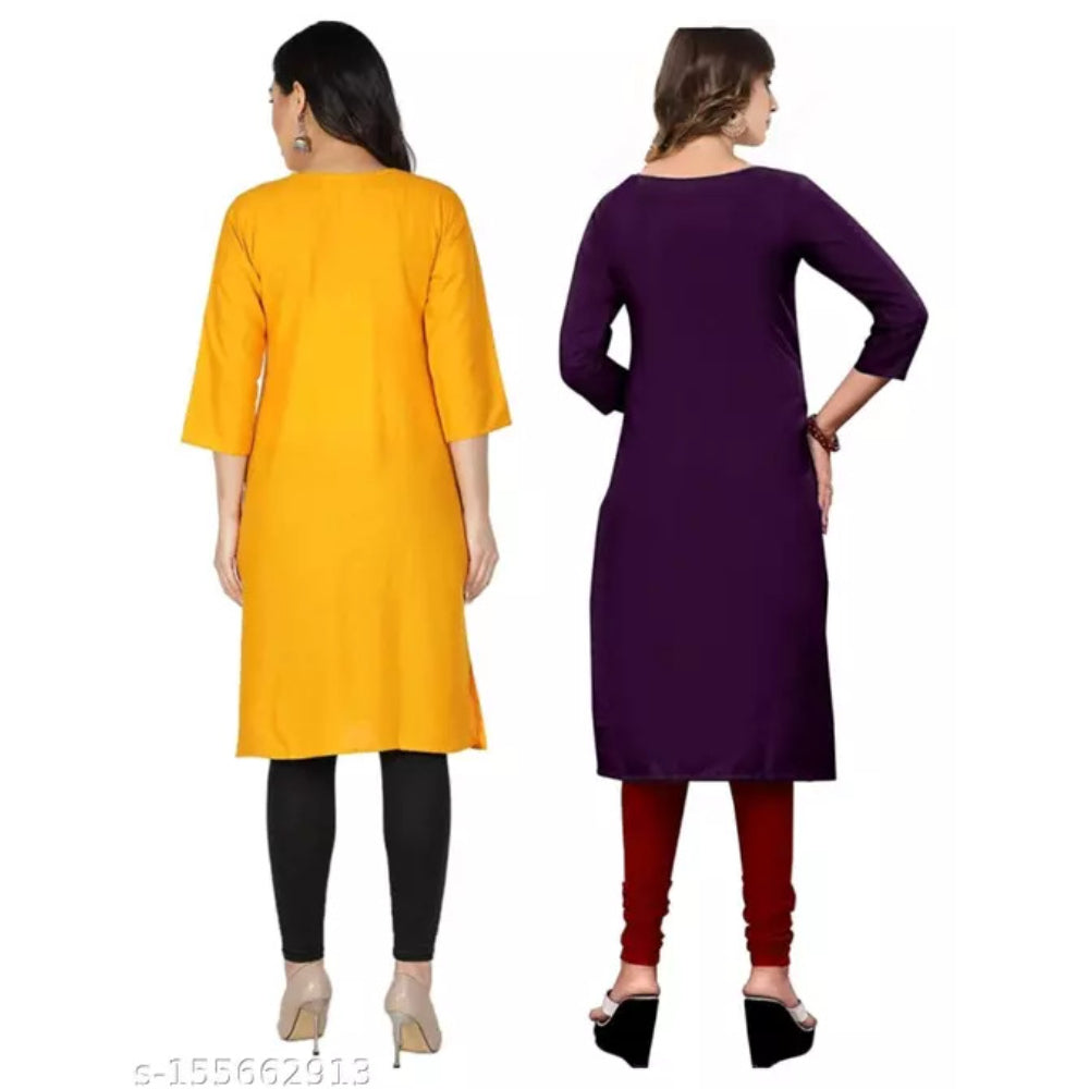 Multi Crepe 3/4 Sleeves Combo Kurta