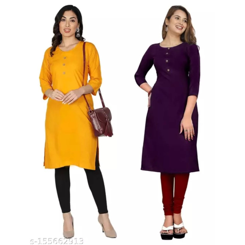 Multi Crepe 3/4 Sleeves Combo Kurta