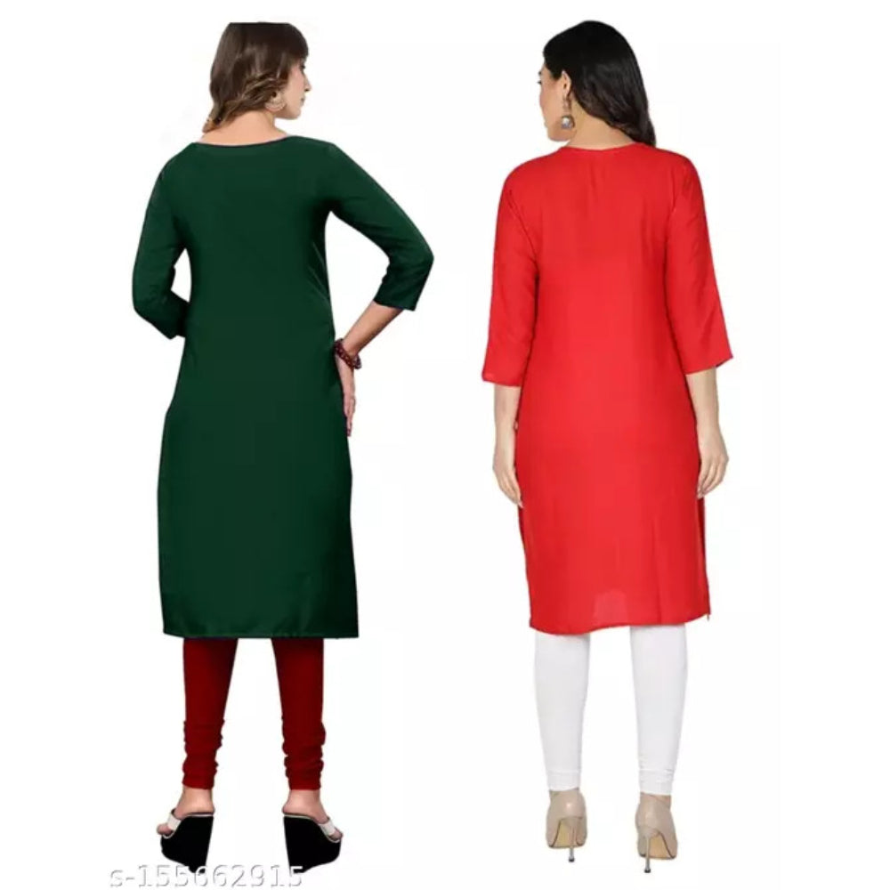 Combo 2 Multi Crepe 3/4 Sleeves Kurta