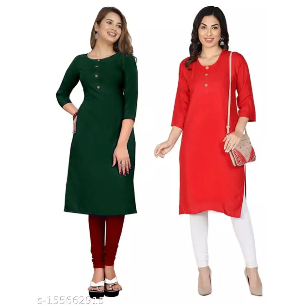 Combo 2 Multi Crepe 3/4 Sleeves Kurta