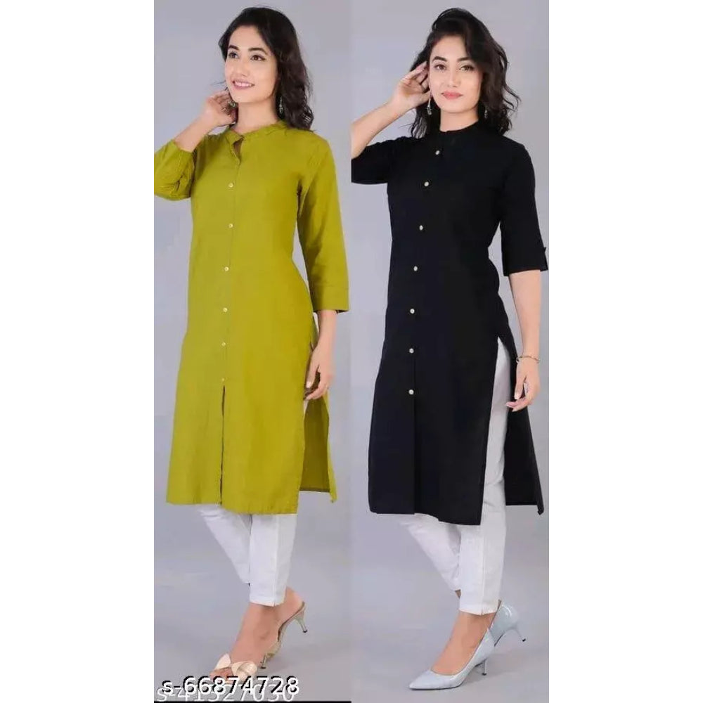 Combo Pack 2 Cotton Slub Kurti For Women