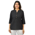 Black Women Cotton Short Length Kurtis