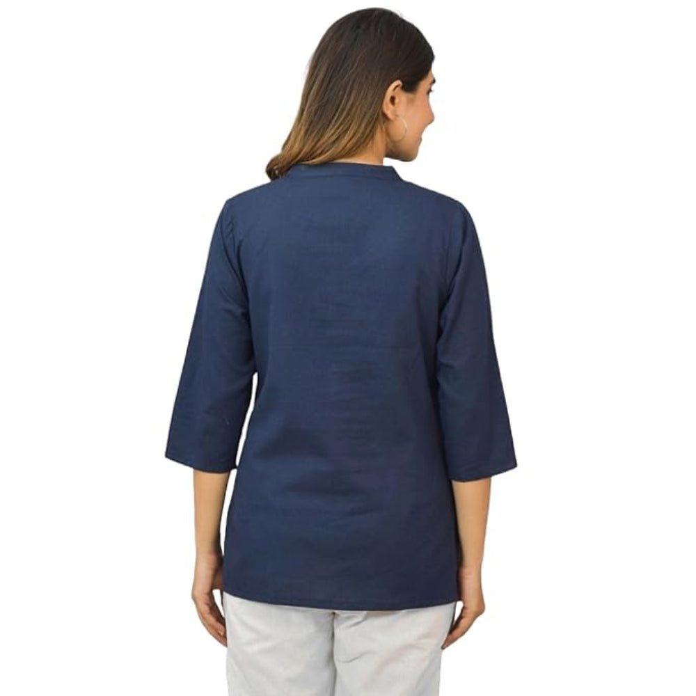 Blue Women Cotton Short Length Kurtis