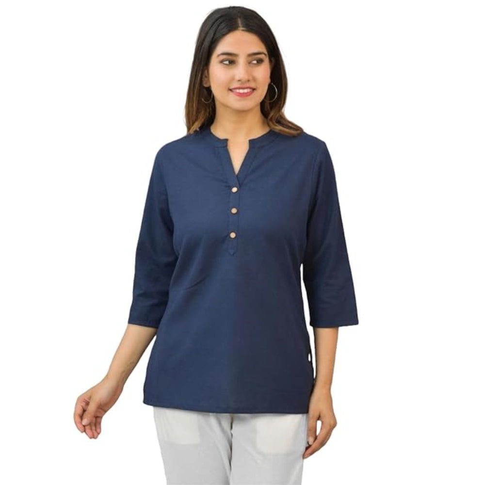 Blue Women Cotton Short Length Kurtis