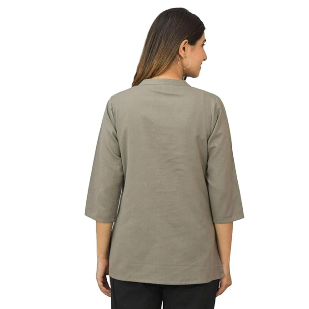 Grey Women Cotton Short Length Kurtis