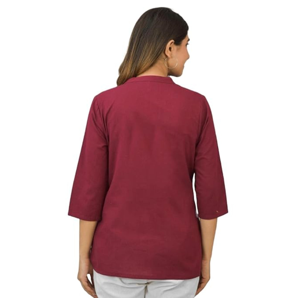 Red Women Cotton Short Length Kurtis