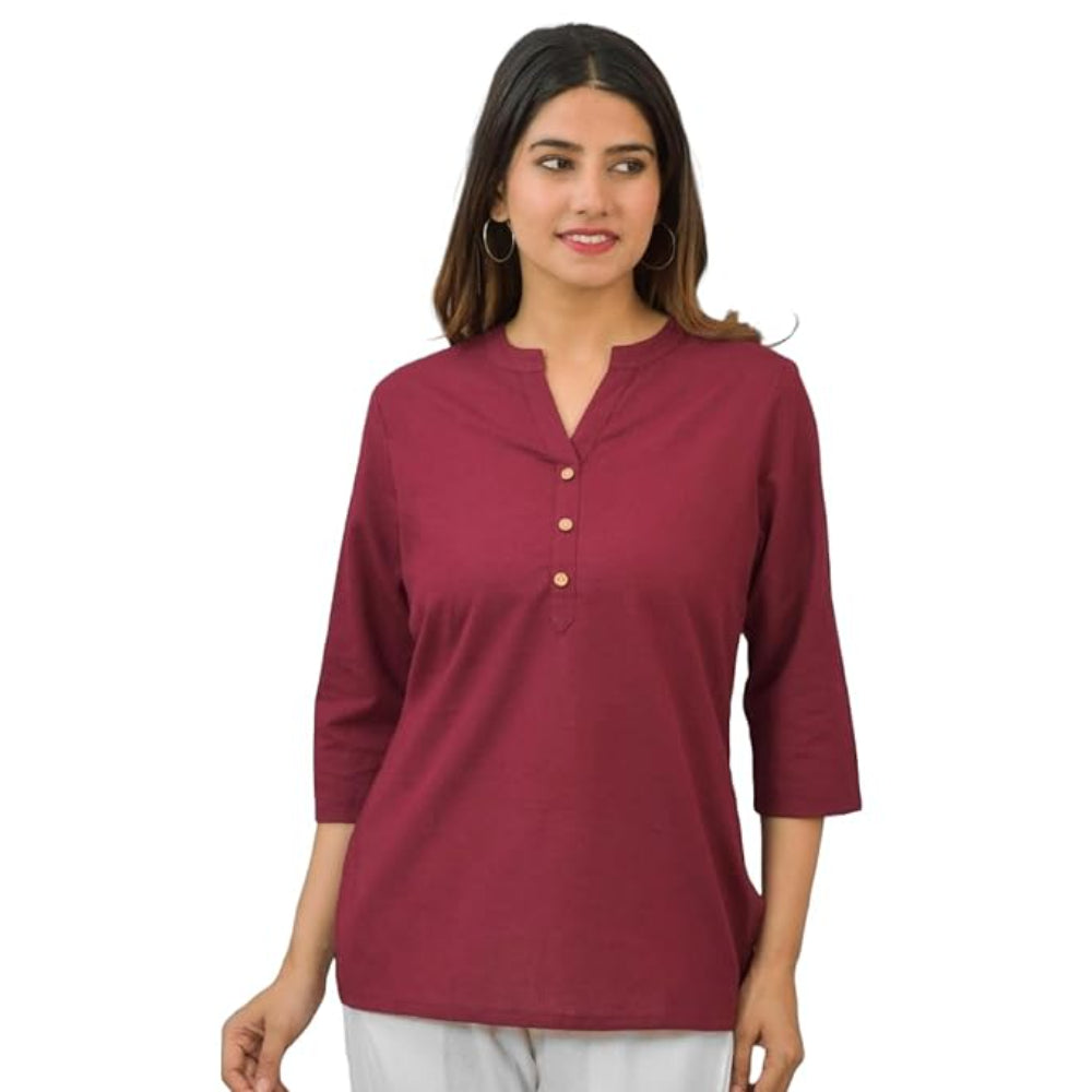 Red Women Cotton Short Length Kurtis