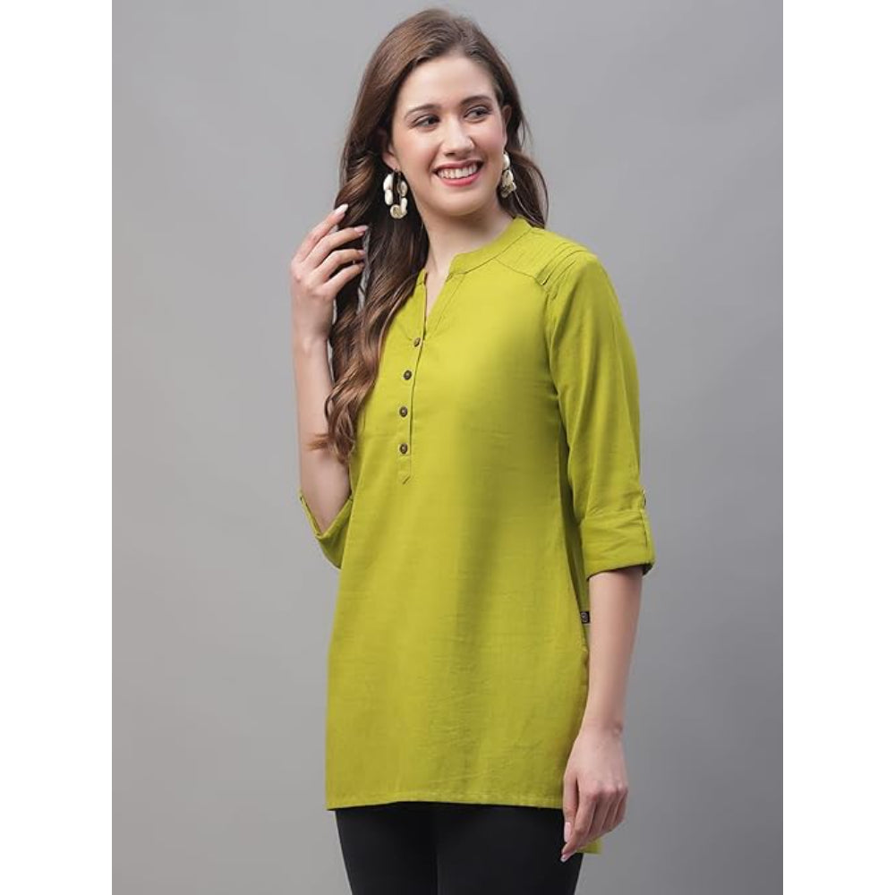 Green Women's Cotton Short Kurti