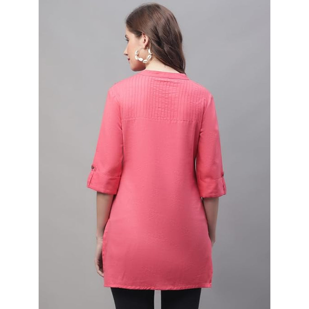 Peach Women's Cotton Short Kurti