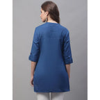 Blue Women's Cotton Short Kurti
