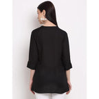 Black Women's Rayon Solid Top Kurti