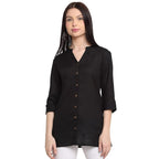 Black Women's Rayon Solid Top Kurti