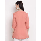 Pink Women's Rayon Solid Top Kurti