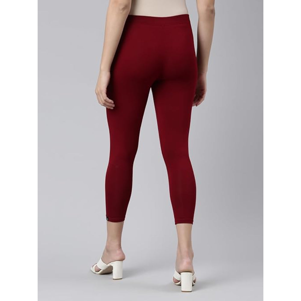 Maroon Skinny Fit High Ankle Length Leggings