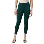 Green Skinny Fit High Ankle Length Leggings