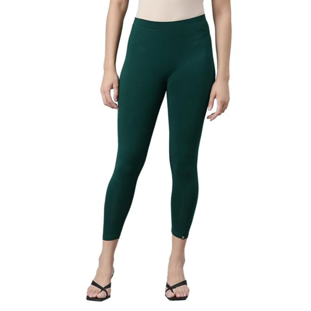 Green Skinny Fit High Ankle Length Leggings