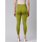 Olive Green Skinny Fit High Ankle Length Leggings